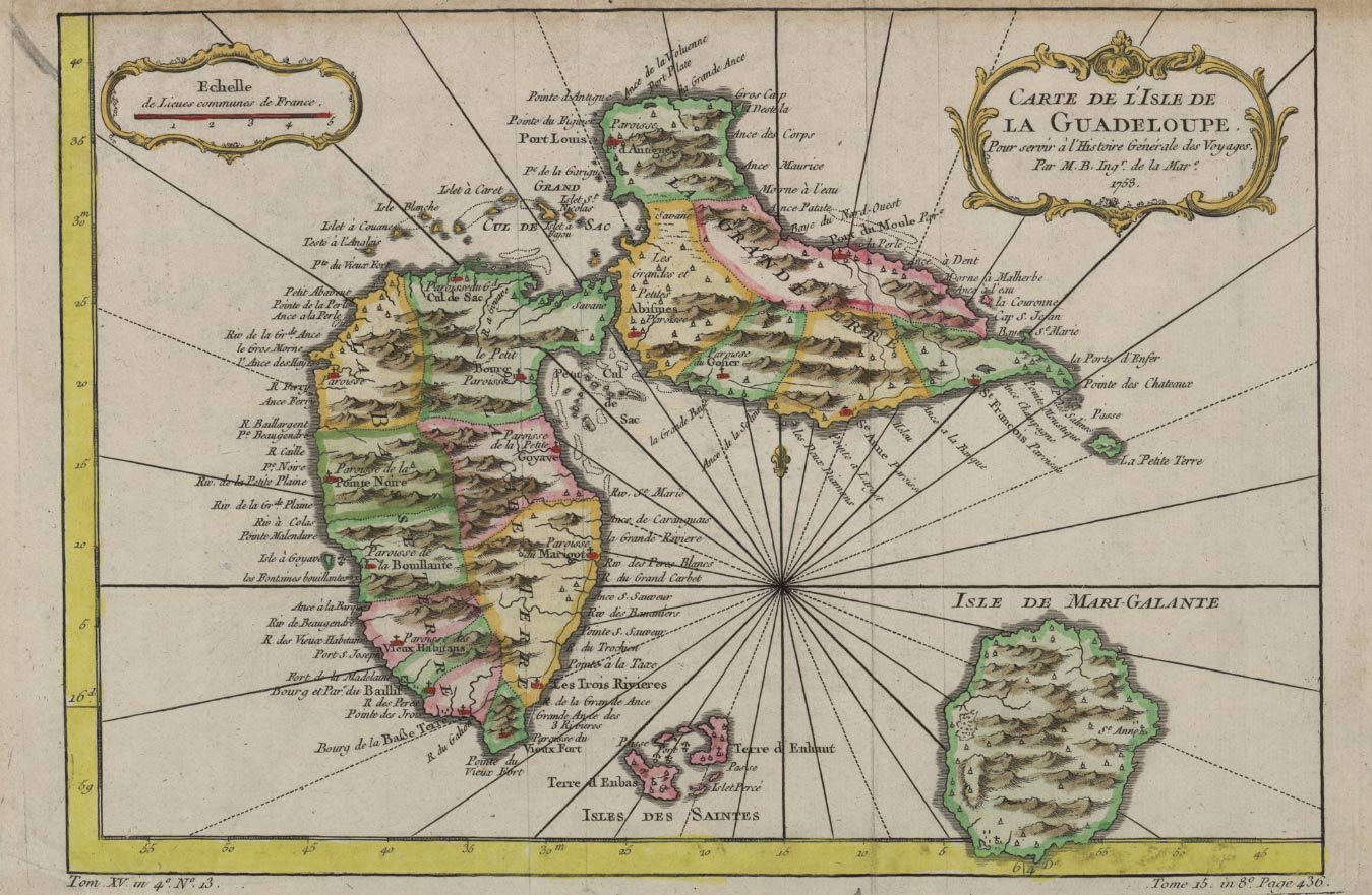 Carte de la Guadeloupe au XVIe scièvle