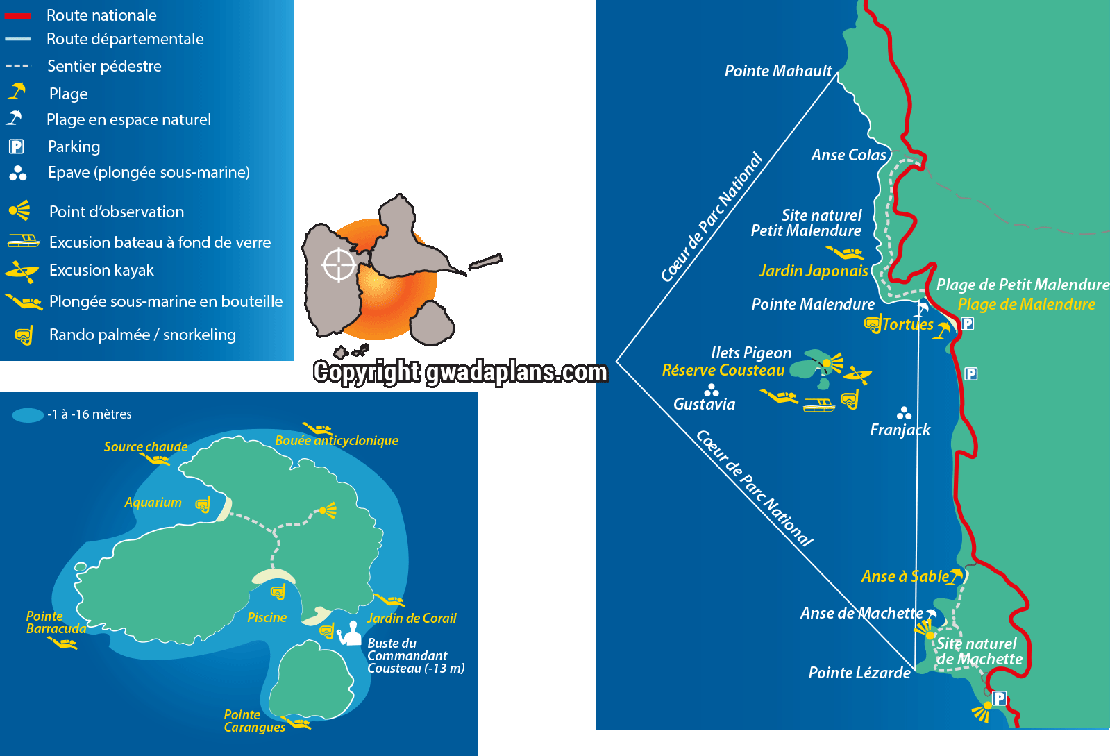 réserve cousteau guadeloupe carte