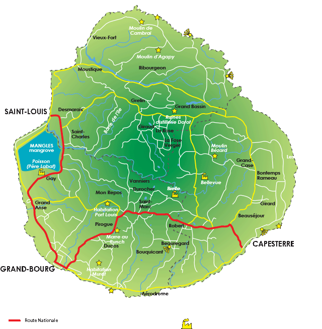 Carte de Marie Galante - Guadeloupe